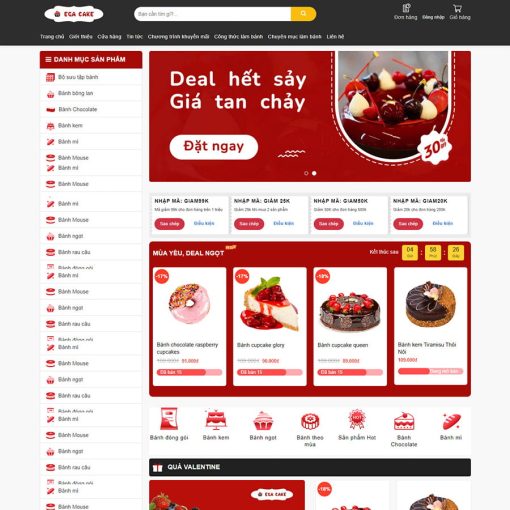 Theme wordpress bán bánh ngọt , bánh kem đẹp