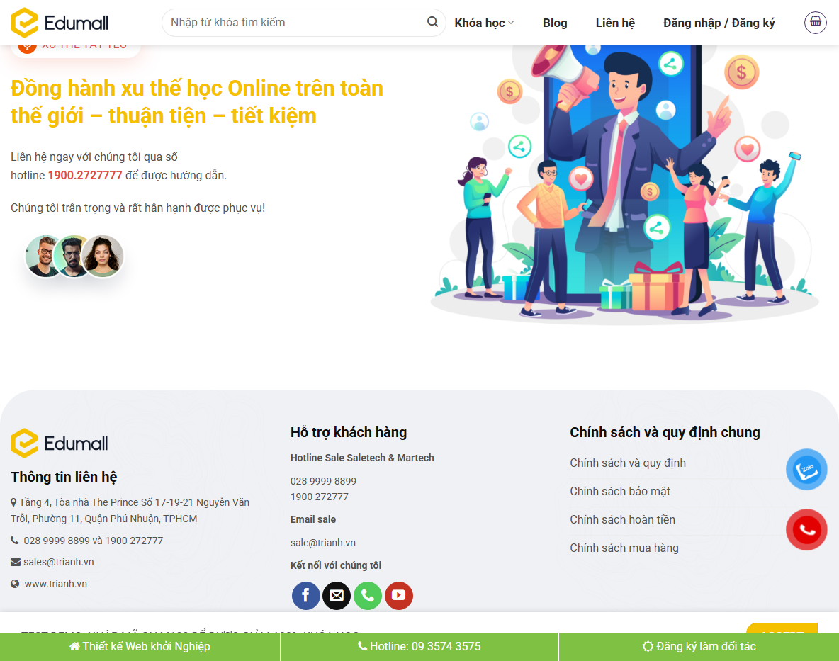 Giao diện quản lý khóa học