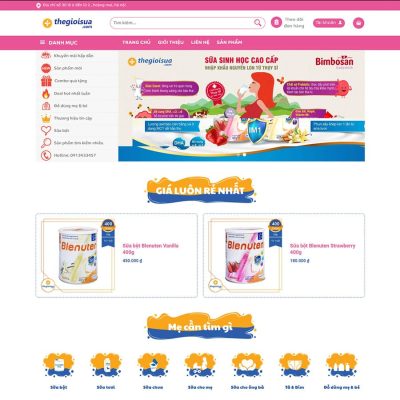 Theme wordpress bán sữa, tã, đồ em bé