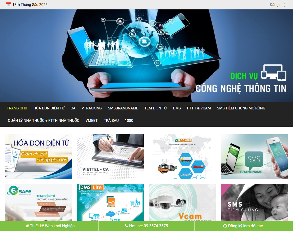 Giao diện Theme dịch vụ Viettel