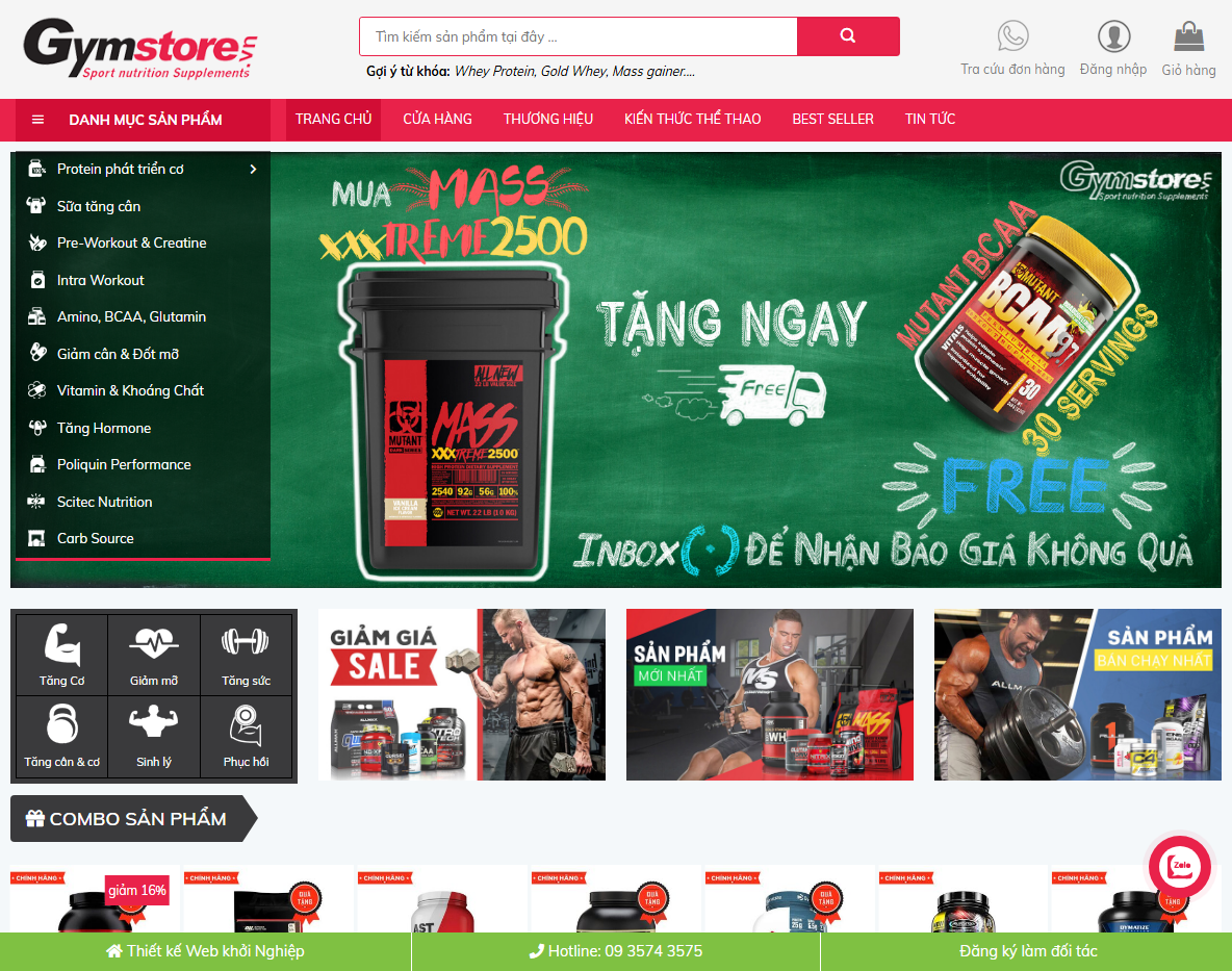 Giao diện theme WordPress bán thực phẩm chức năng phòng gym