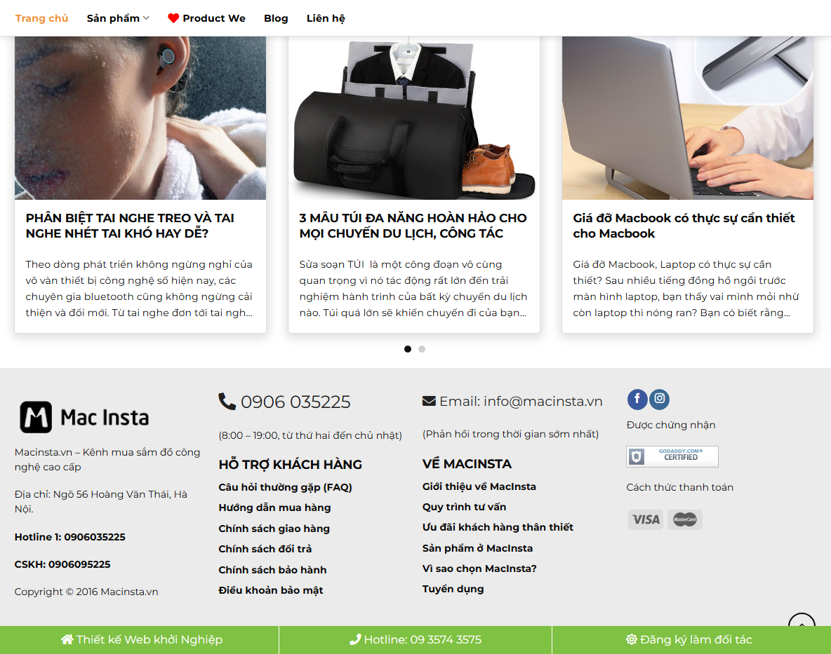 Tính năng Theme WordPress Mac Shop