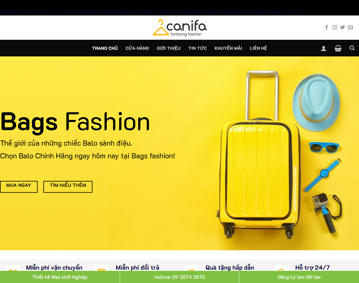 Giao diện Theme WordPress bán balo 01