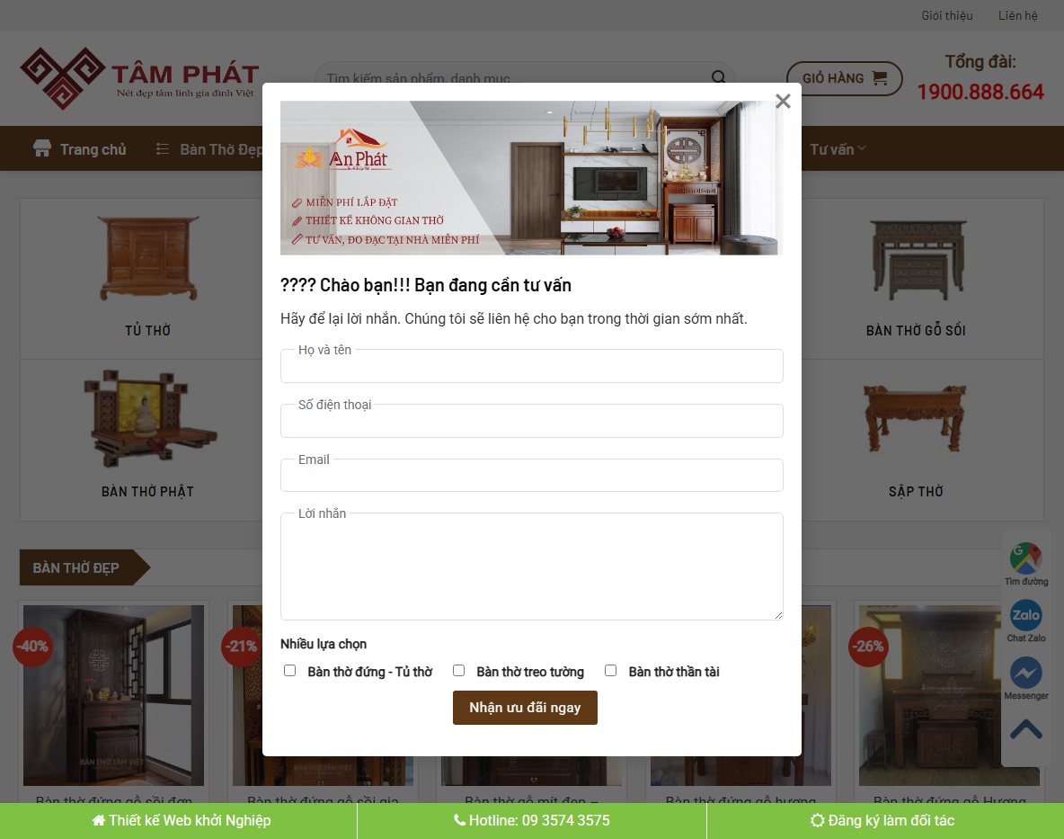 Giao diện theme wordpress bán bàn thờ