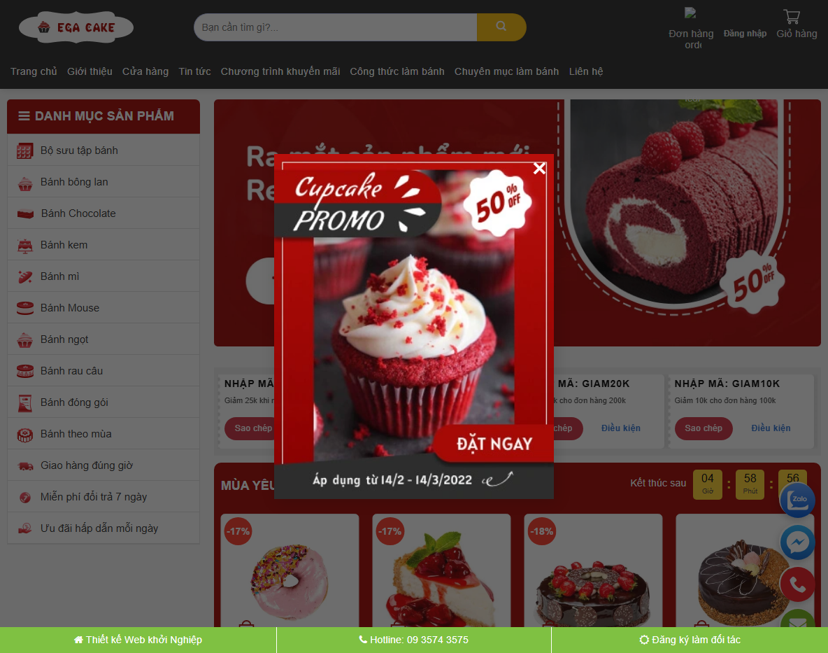 Theme WordPress bán bánh ngọt bánh kem đẹp