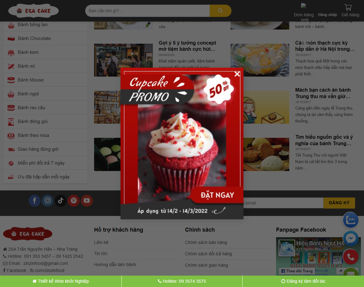 Giao diện quản trị theme bánh ngọt