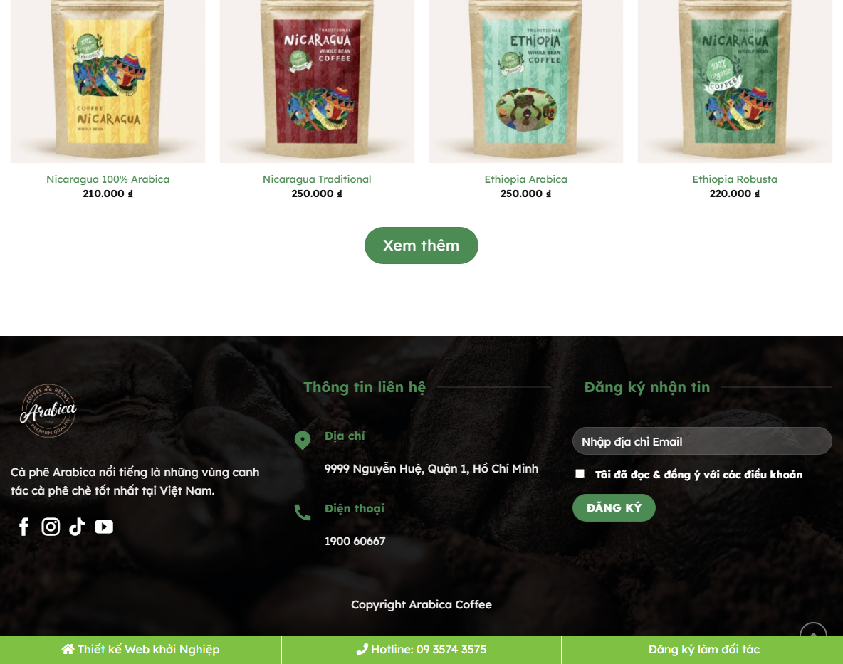 Giao diện responsive Theme WordPress bán cà phê 02