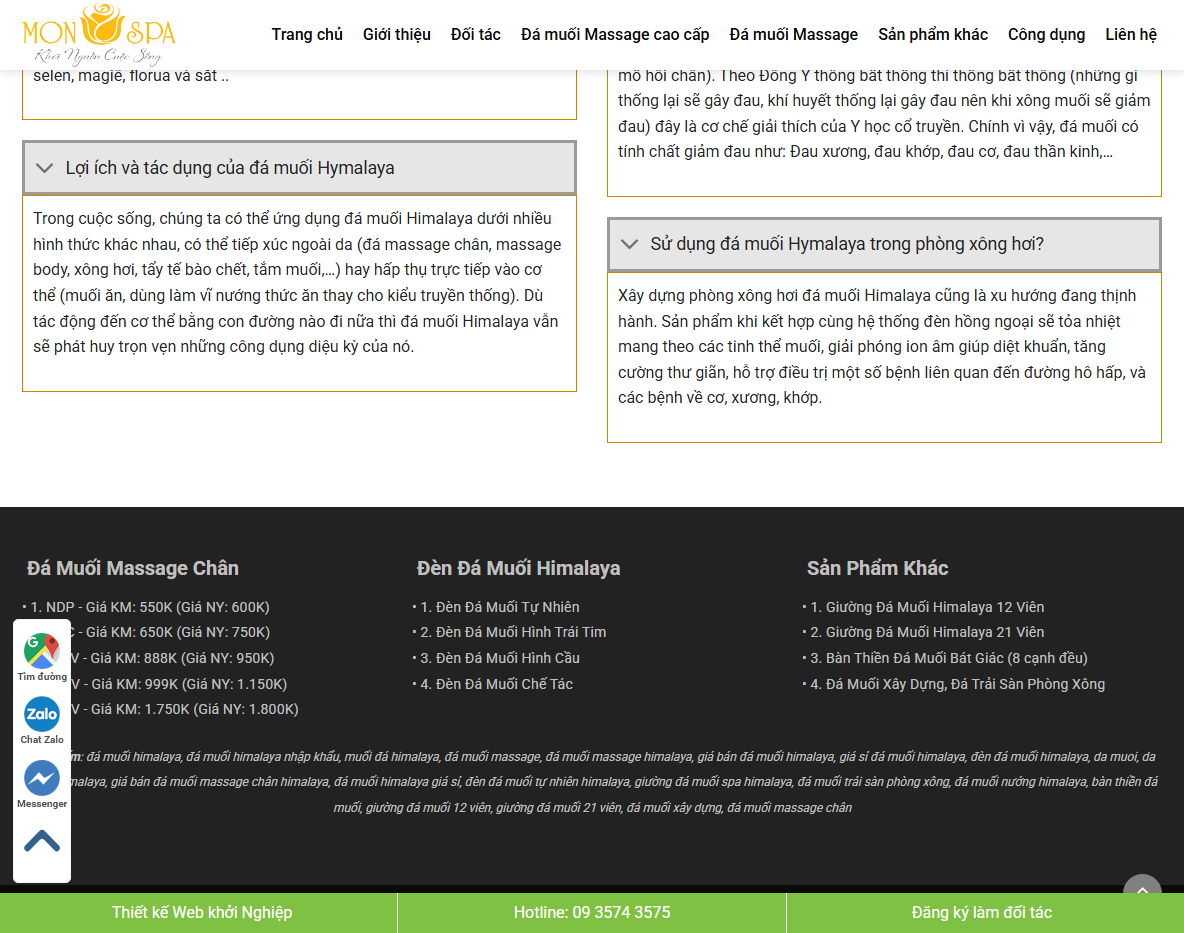 Giao diện quản trị Theme WordPress bán đá muối
