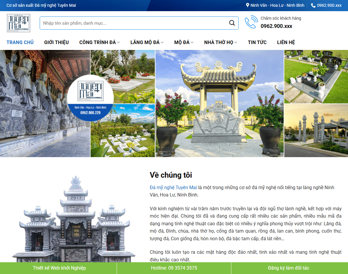 Giao diện theme WordPress bán đá mỹ nghệ