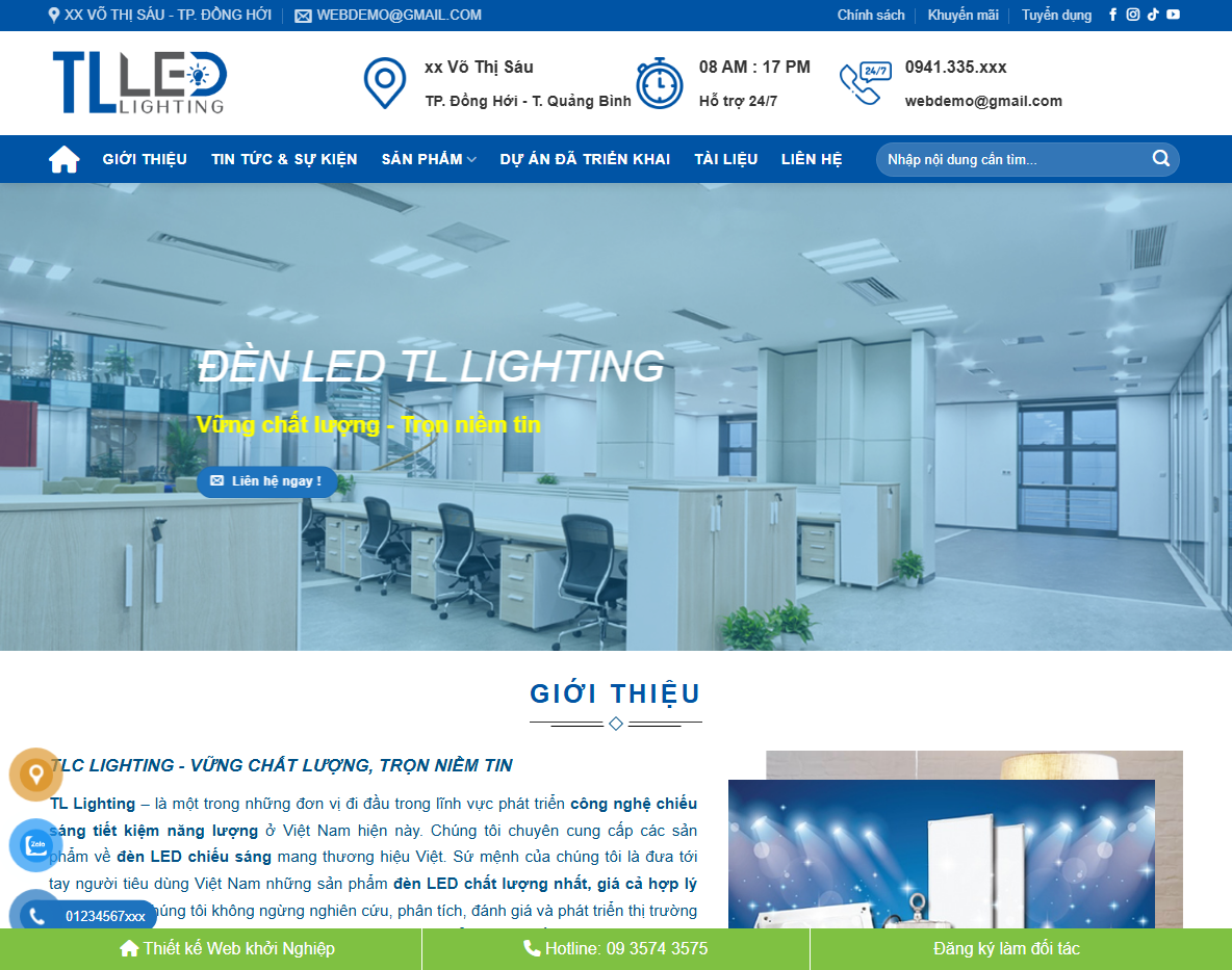 Giao diện theme wordpress bán đèn led