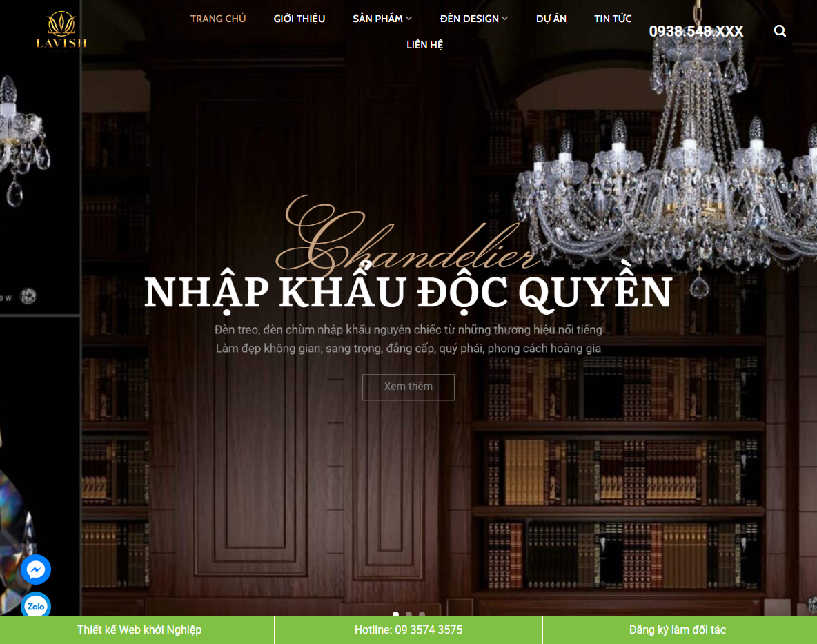 Theme WordPress bán đèn trang trí và đèn chùm