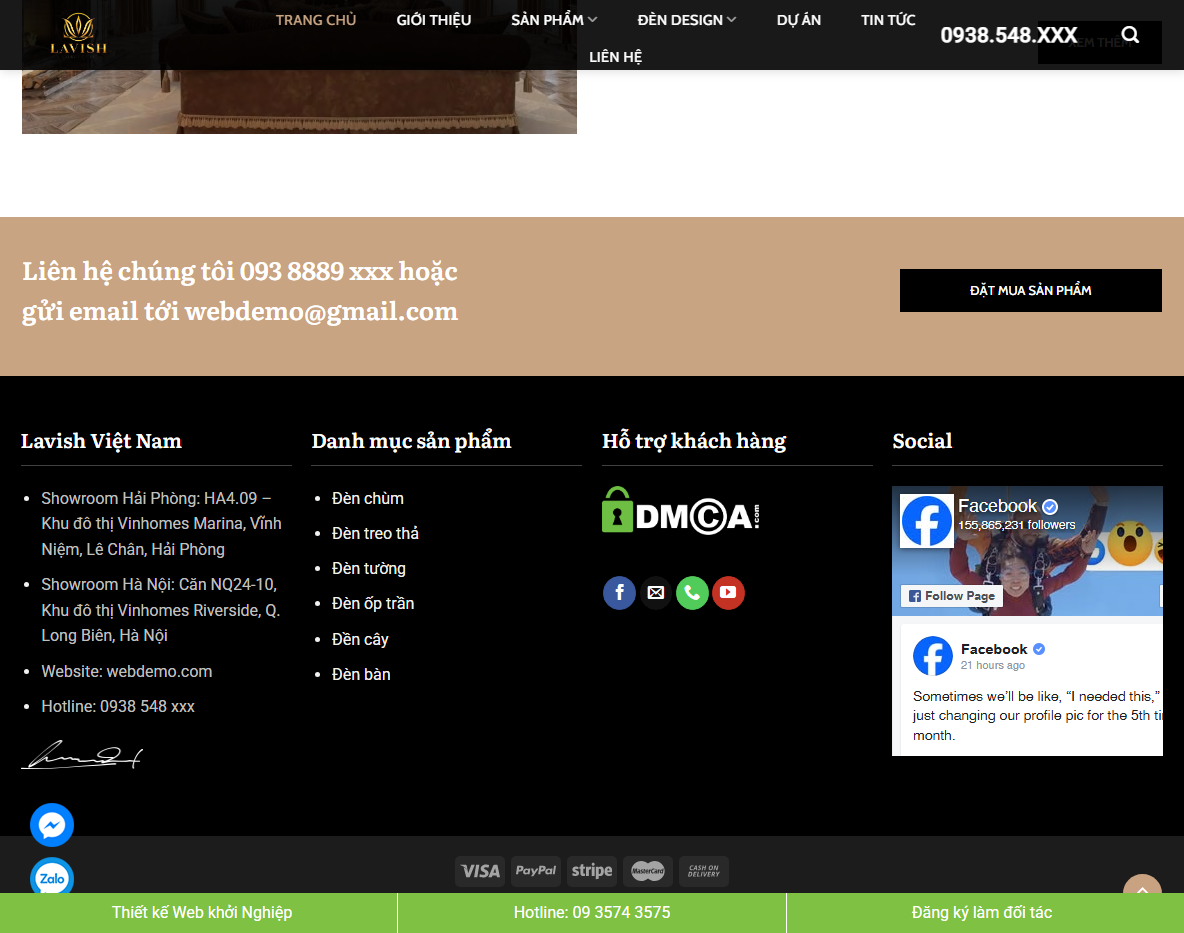 Giao diện quản trị theme WordPress bán đèn trang trí