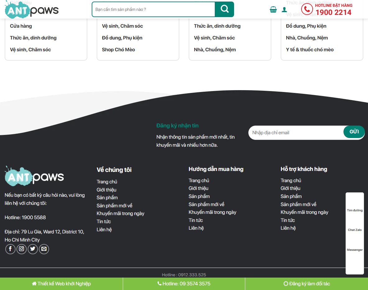 Tính năng Theme WordPress bán dịch vụ thú cưng 1