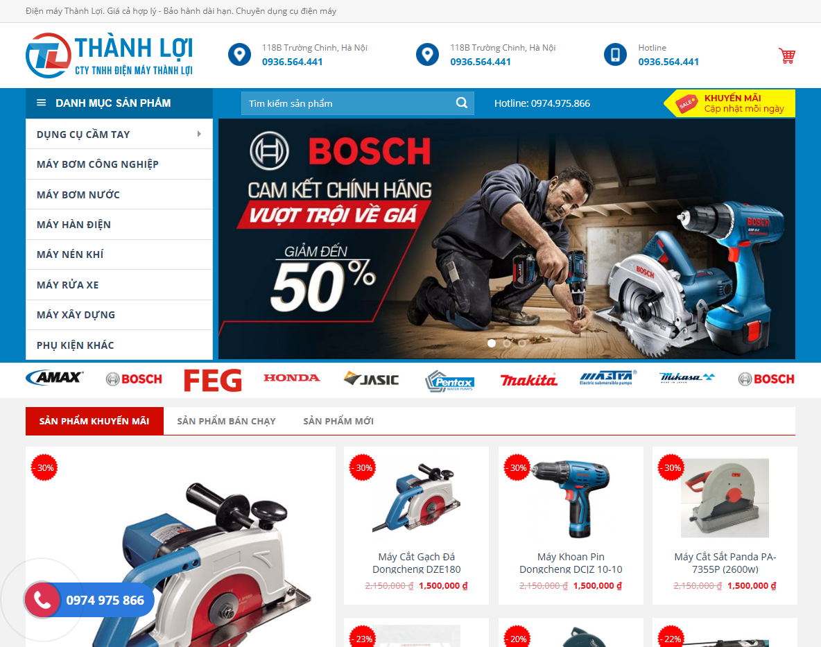 Giao diện Theme wordpress bán điện máy - điện cơ 01