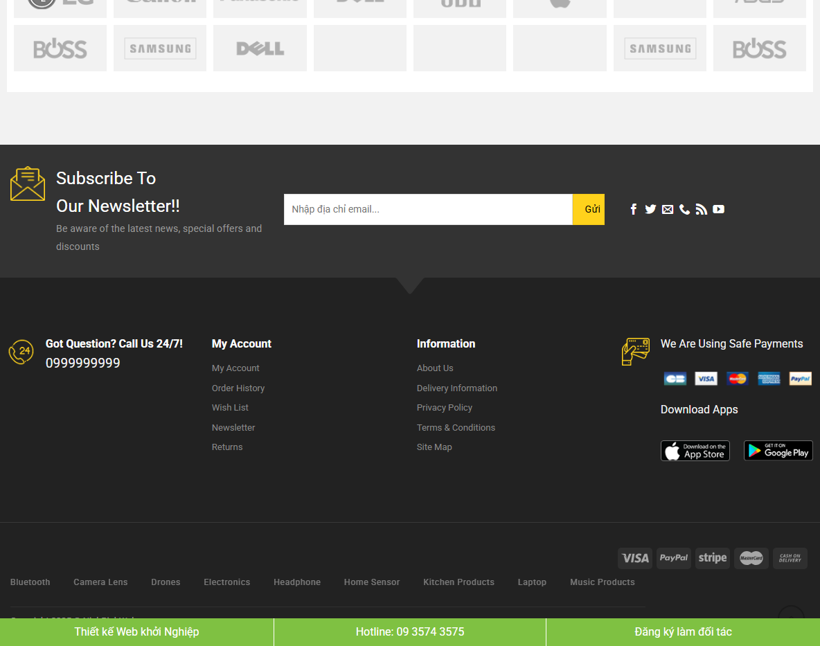Giao diện quản trị Theme WordPress bán điện máy