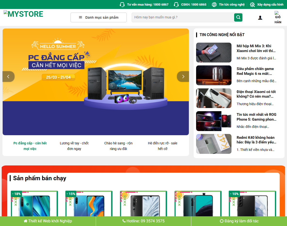 Giao diện Theme WordPress bán điện thoại 03