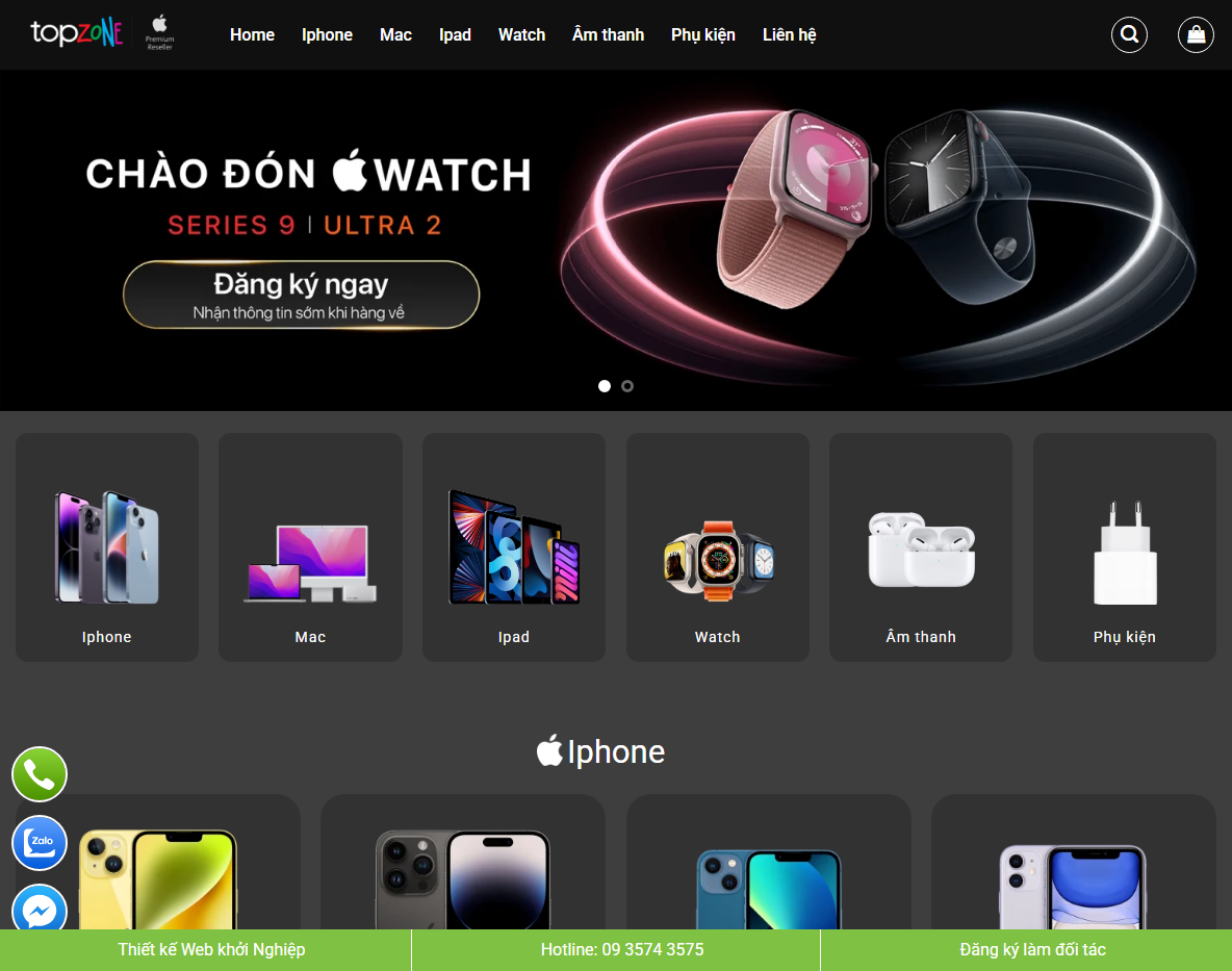 Theme WordPress bán điện thoại giống Topzone