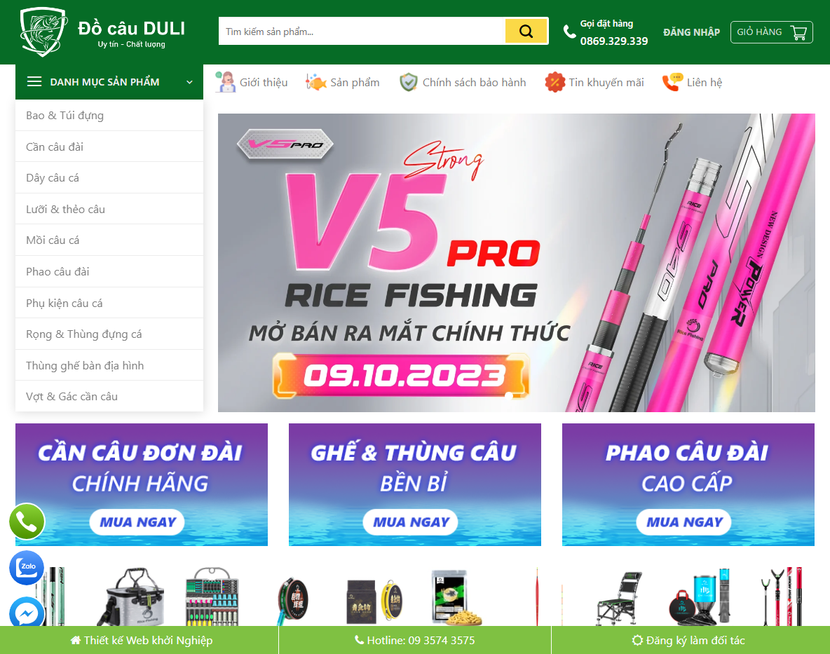 Theme WordPress bán đồ câu cá chuyên nghiệp