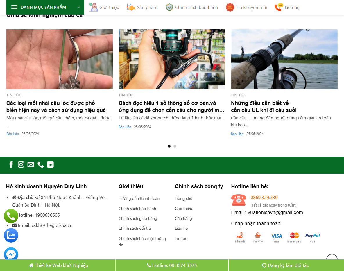 Giao diện quản trị theme WordPress bán đồ câu