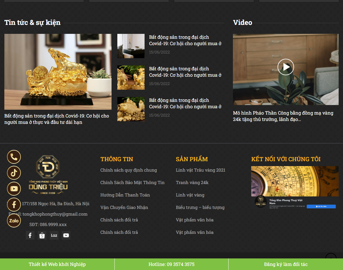 Trang quản trị Theme WordPress bán đồ phong thủy 02
