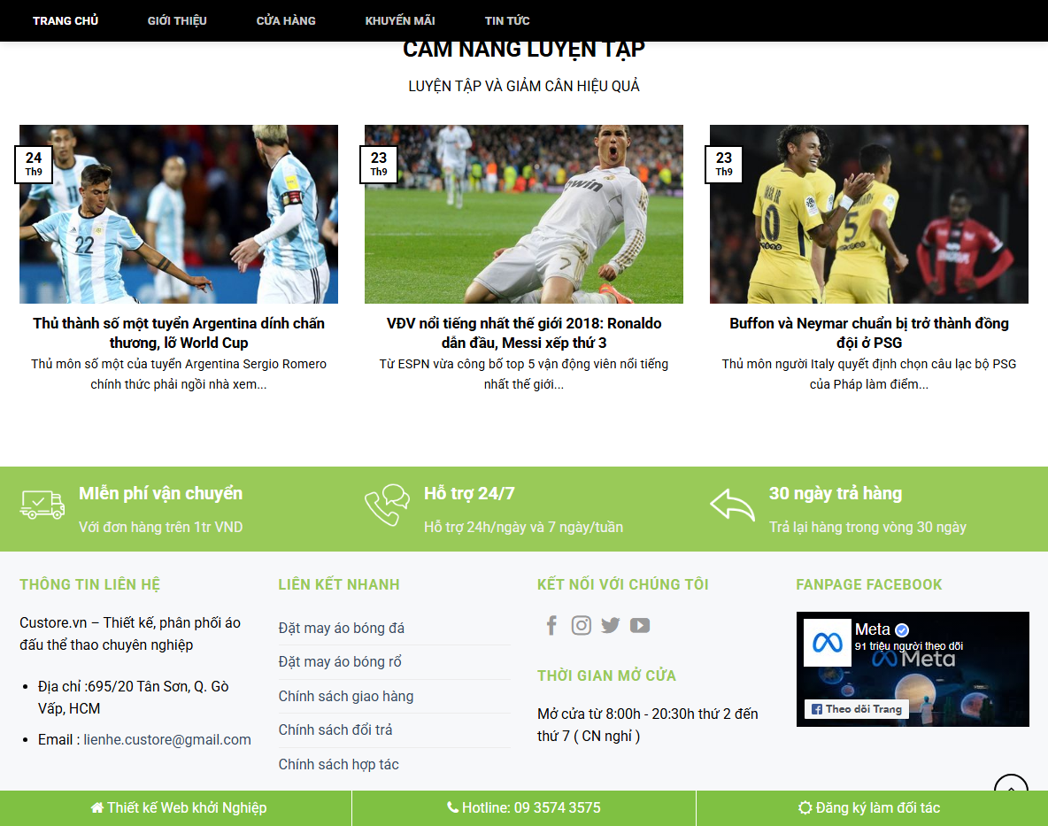 Tính năng theme wordpress bán đồ thể thao