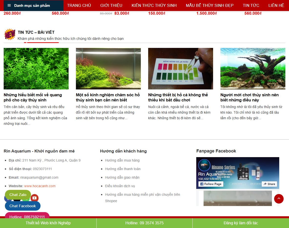 Tính năng Theme WordPress bán đồ thủy sinh 01