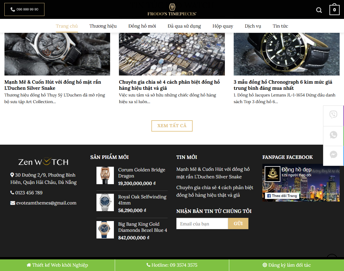 Tính năng Theme WordPress bán đồng hồ 01