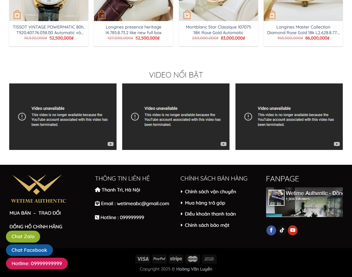 Tính năng Theme WordPress bán đồng hồ 06