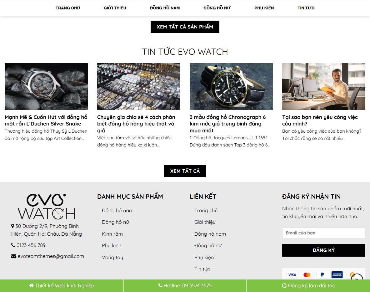 Tính năng theme wordpress bán đồng hồ