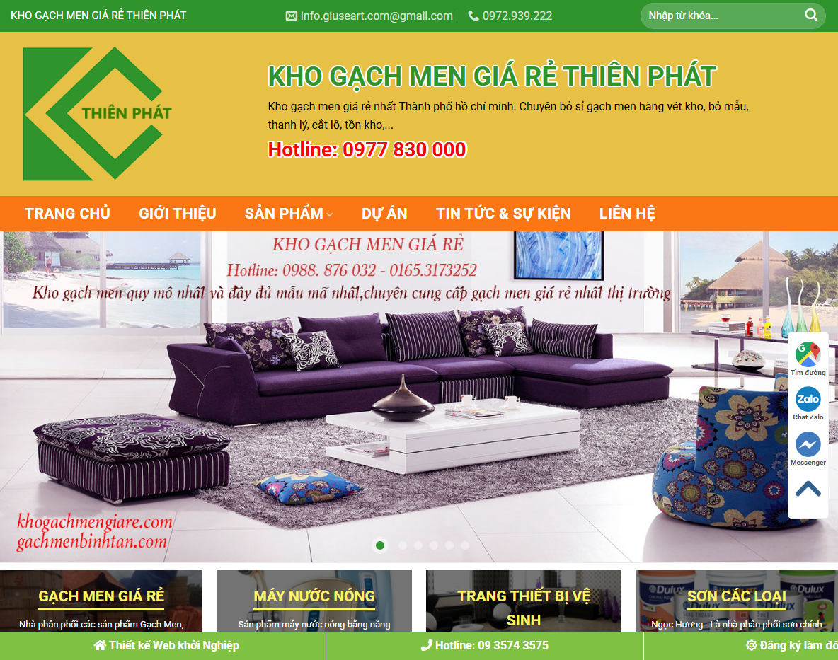 Giao diện theme wordpress bán gạch men