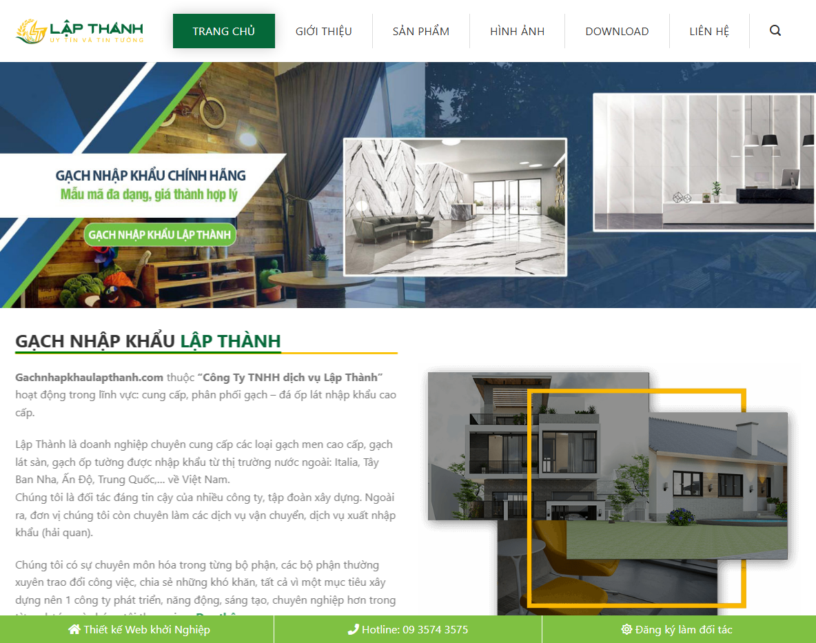 Giao diện theme WordPress bán gạch men