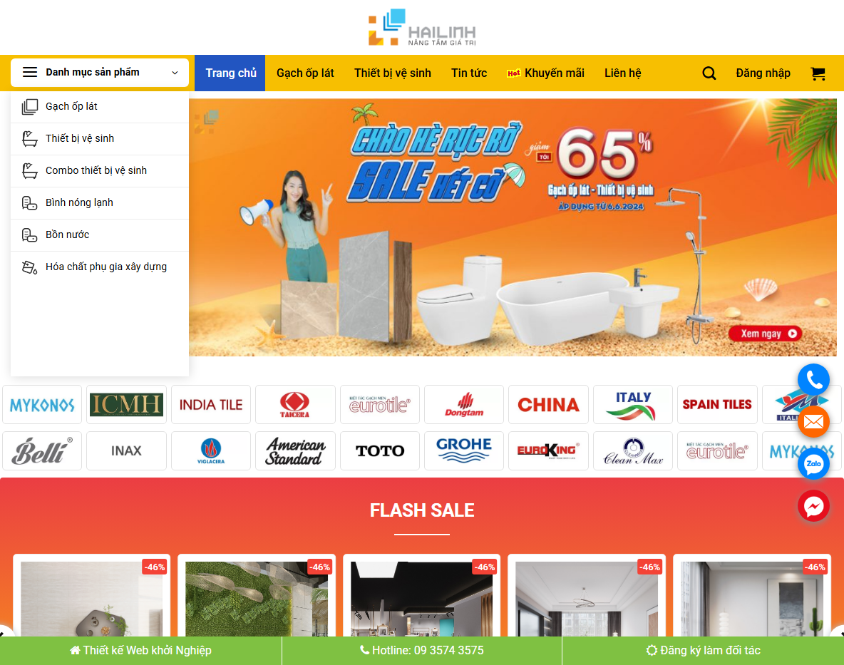 Giao diện theme wordpress bán gạch ốp lát