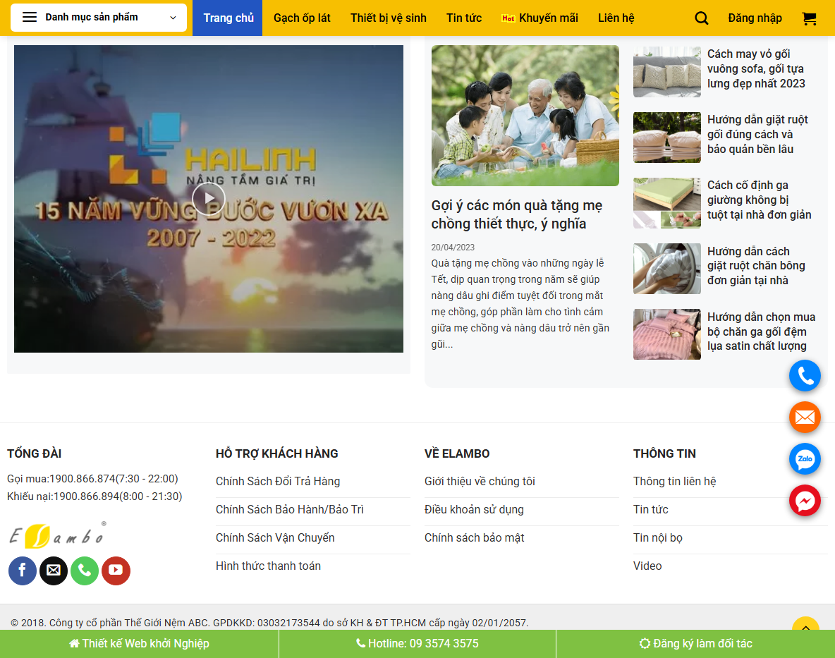 Tính năng quản trị theme wordpress gạch ốp lát