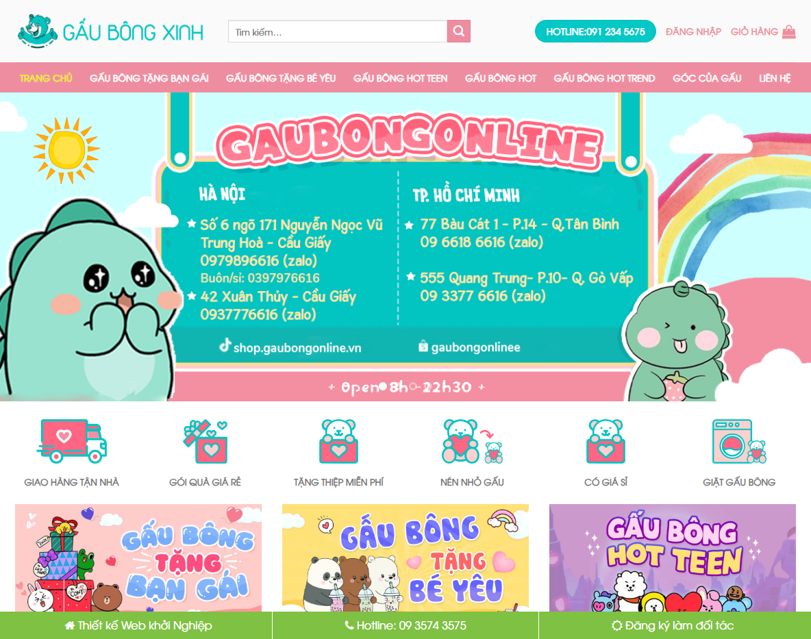 Giao diện theme wordpress bán gấu bông