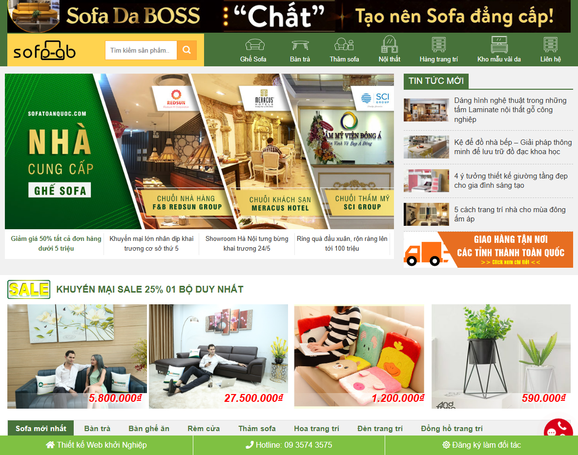 Theme WordPress bán ghế sofa chuyên nghiệp