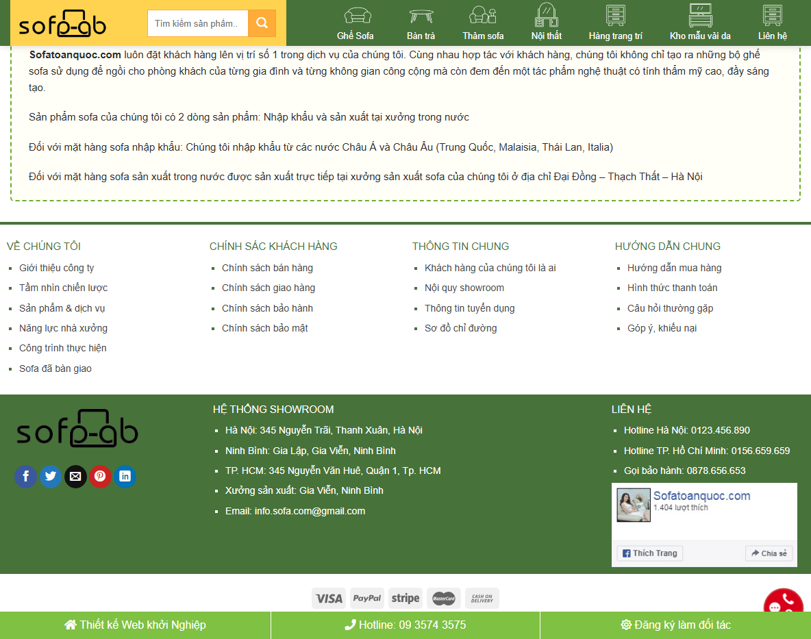 Giao diện quản lý theme WordPress sofa