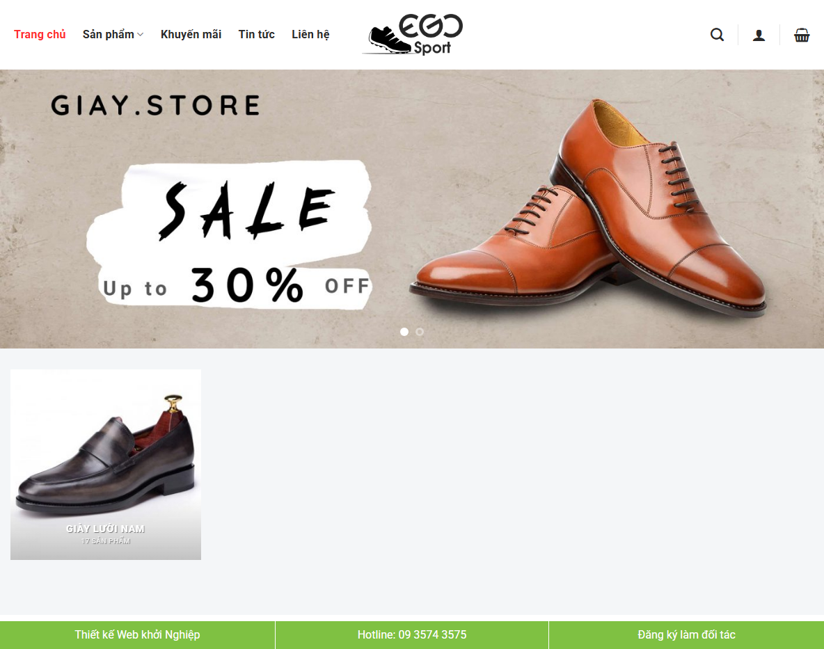 Giao diện theme WordPress bán giày nam