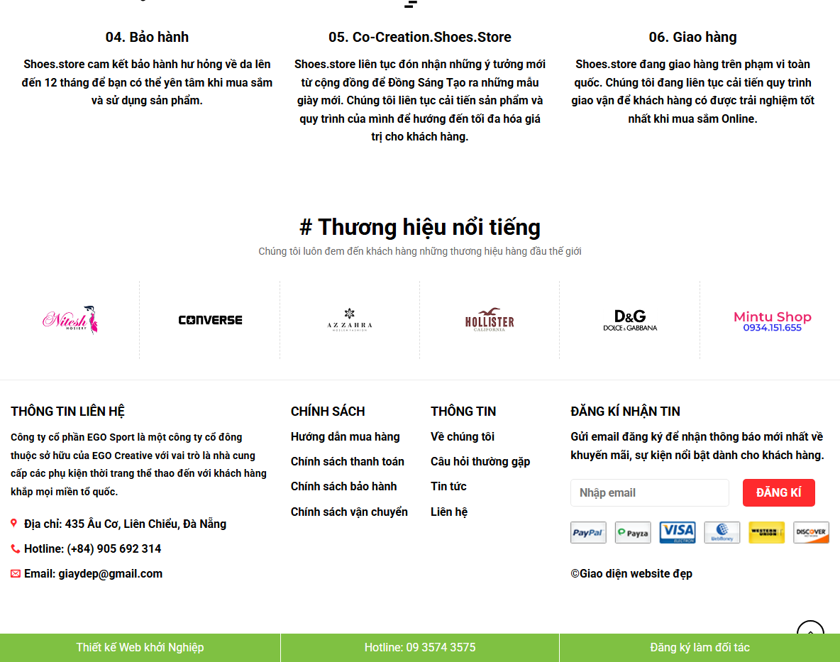 Tùy chỉnh theme WordPress bán giày nam