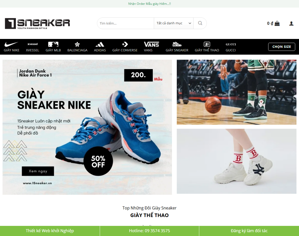 Giao diện Theme WordPress bán giày Sneaker