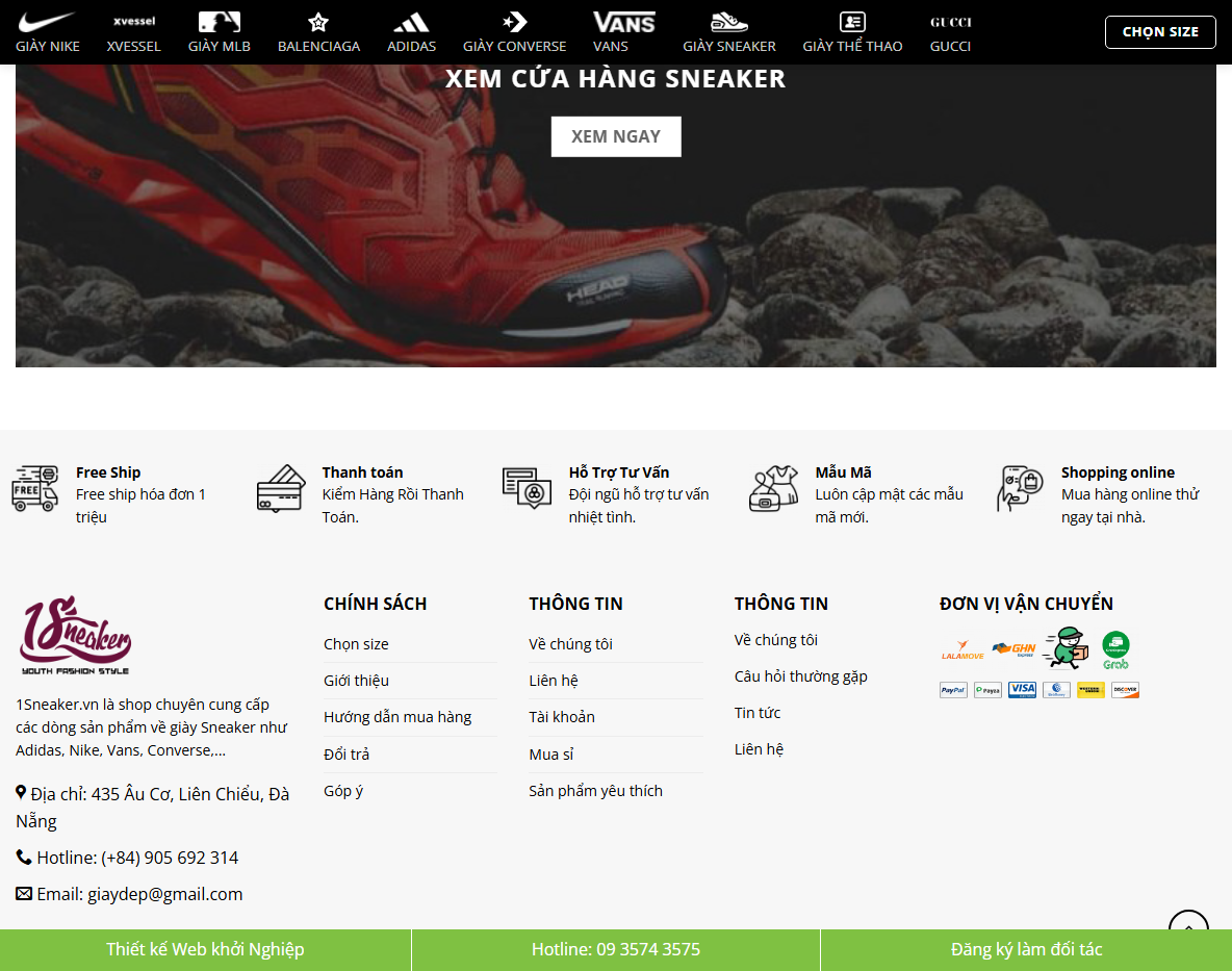Tính năng Theme WordPress bán giày Sneaker