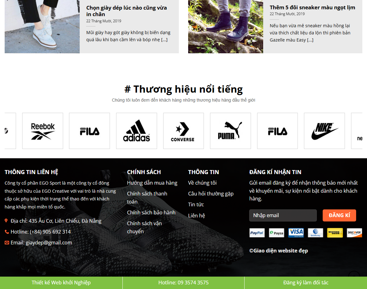 Theme WordPress bán giày thể thao 01 - Trang chi tiết sản phẩm