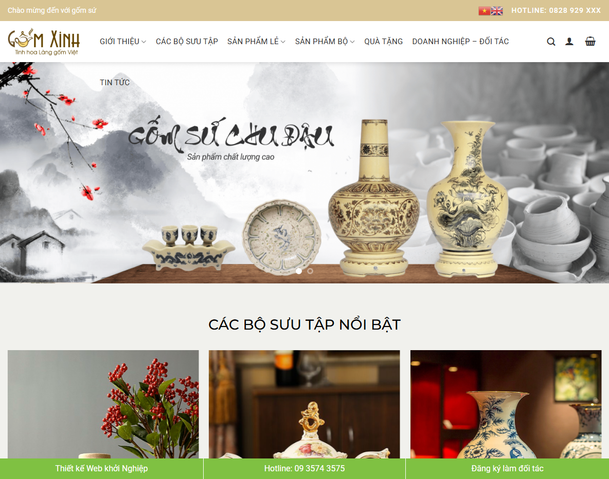 Giao diện Theme WordPress bán gốm sứ 01