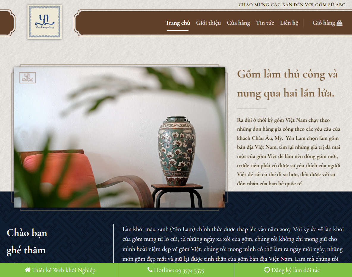 Giao diện theme wordpress bán gốm sứ