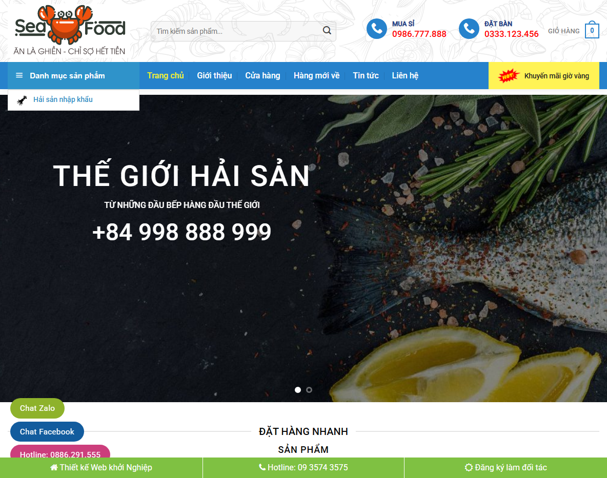 Giao diện Theme WordPress bán hải sản 01