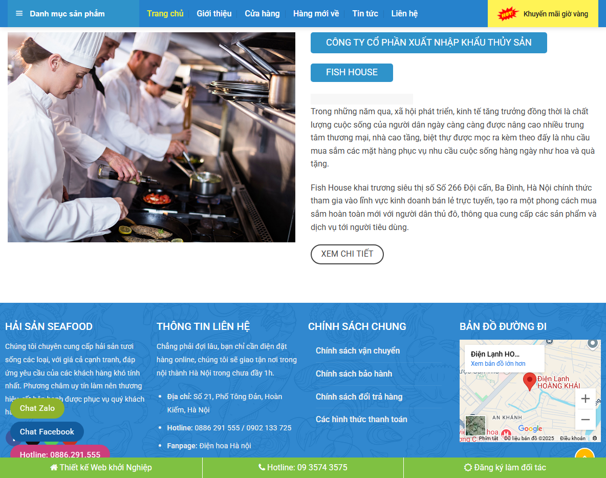 Giao diện quản trị Theme WordPress bán hải sản 01