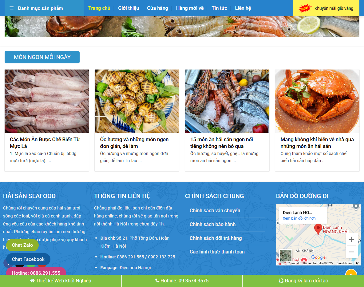 Tính năng theme wordpress bán hải sản
