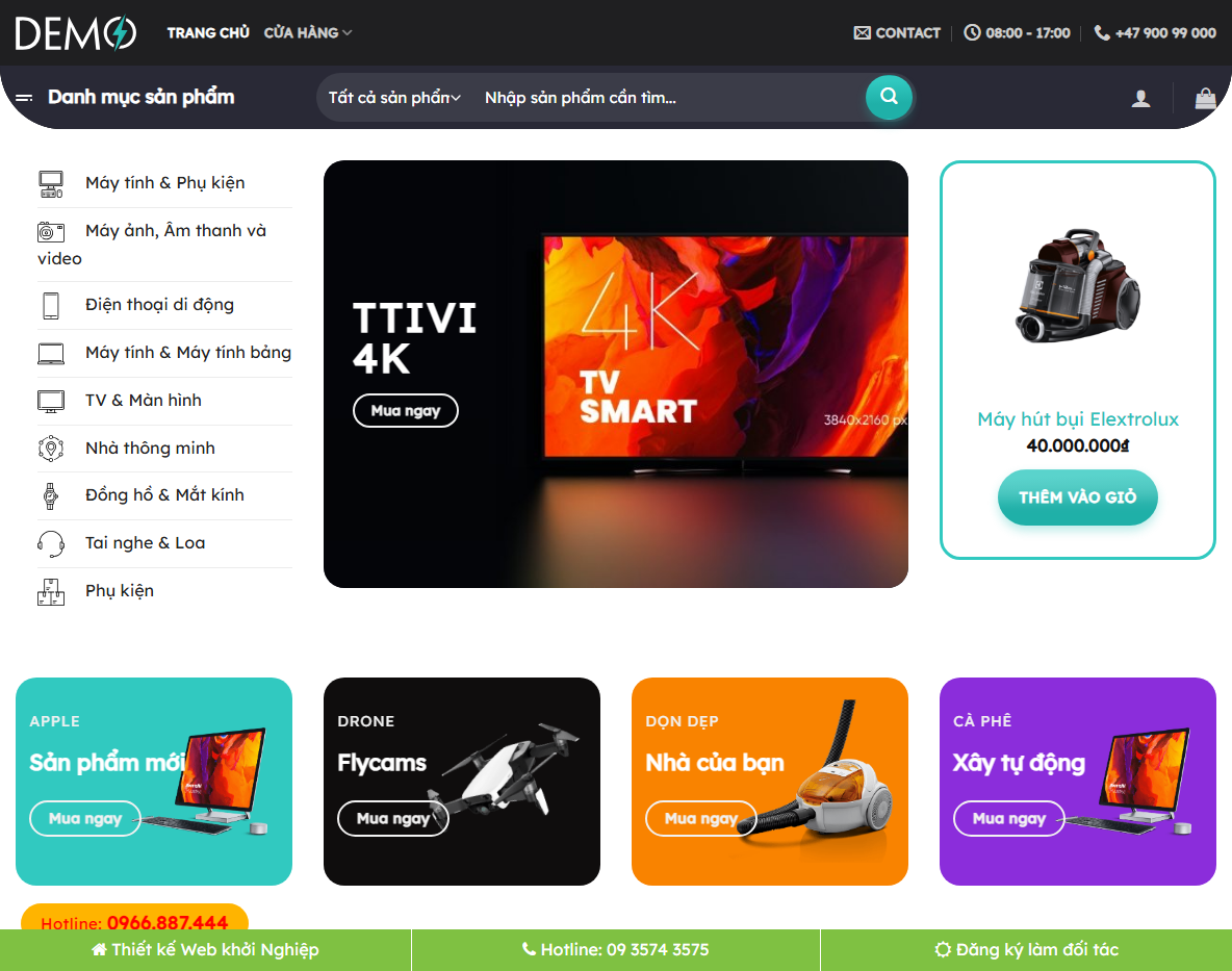 Giao diện theme wordpress bán hàng điện tử