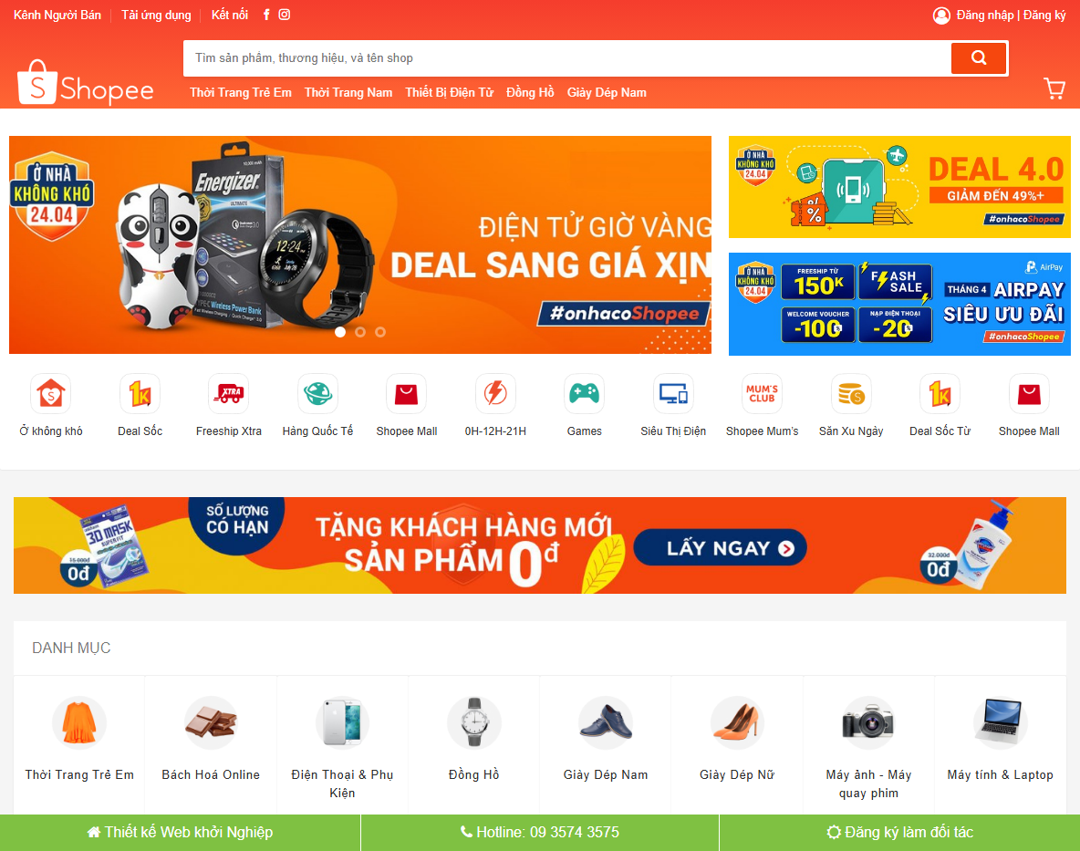 Giao diện Theme WordPress bán hàng Shopee