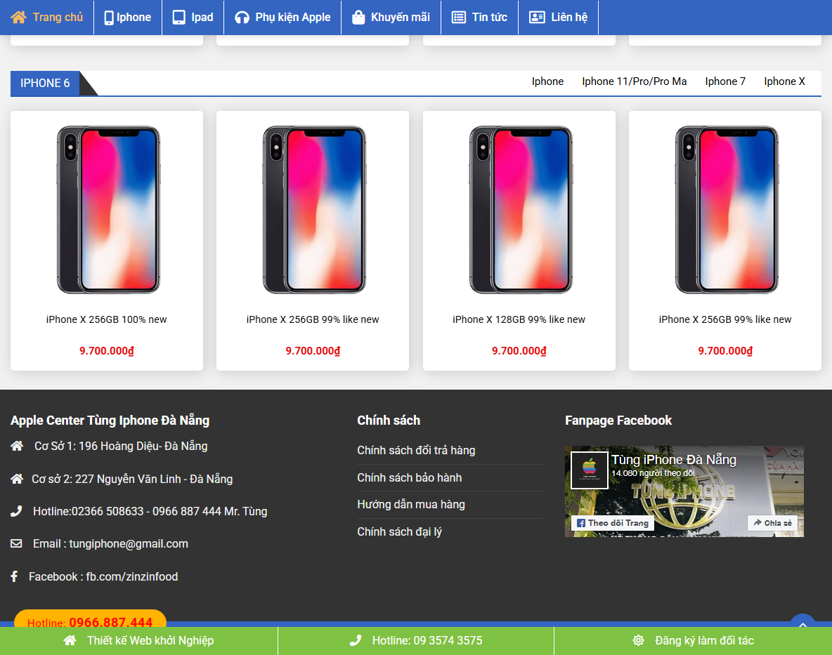 Giao diện quản trị Theme WordPress bán iPhone