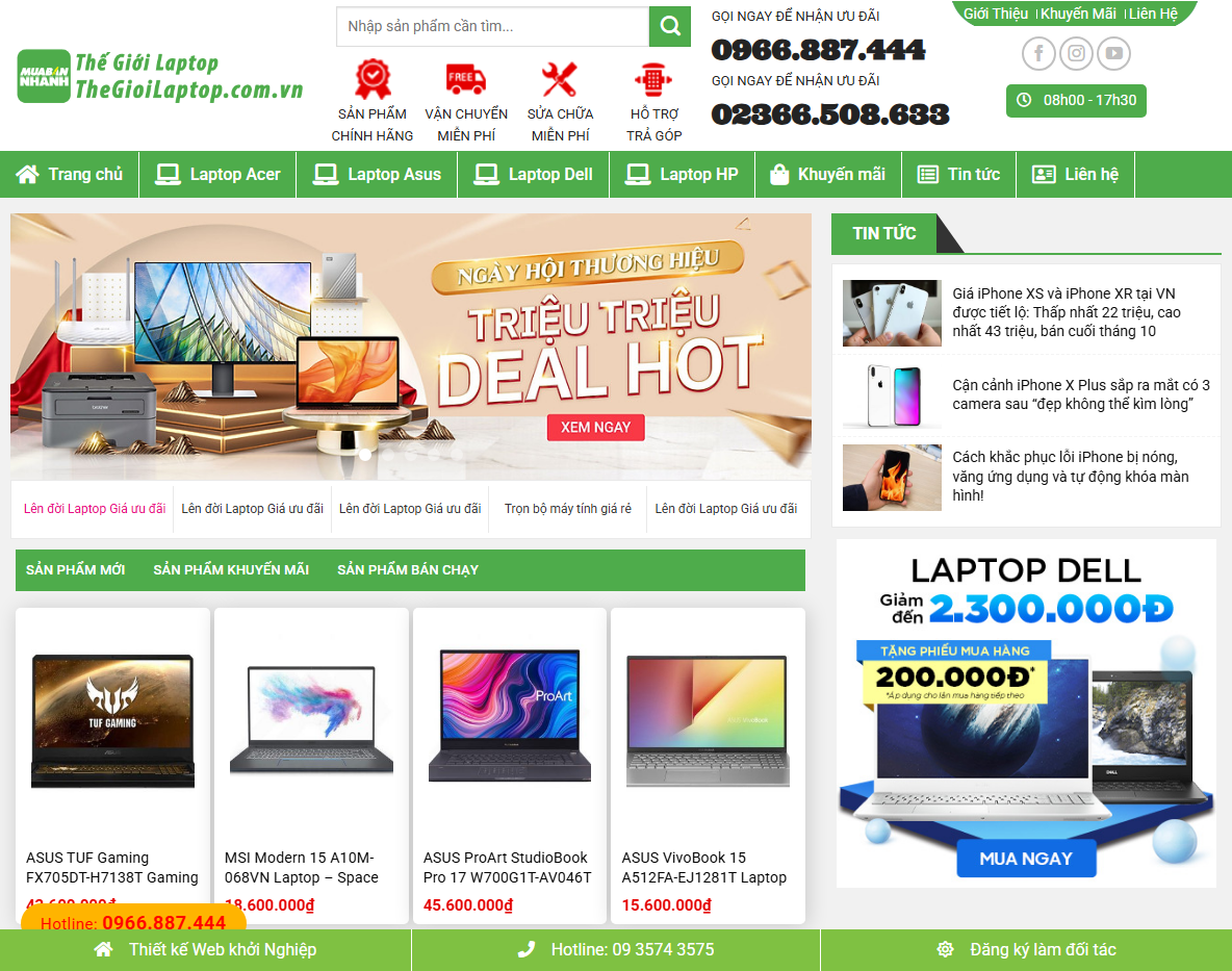 Giao diện Theme WordPress bán laptop 02